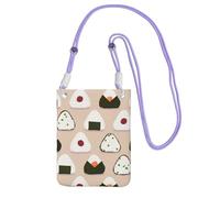 Small Crossbody Purse Cell Phone Wallet Purses Should Bag Crossbody Bag,Onigiri Pattern Rice Ball Japanese Style Sushi,Purple