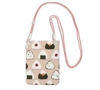 Small Crossbody Purse Cell Phone Wallet Purses Should Bag Crossbody Bag,Onigiri Pattern Rice Ball Japanese Style Sushi,Pink