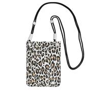 Small Crossbody Purse Cell Phone Wallet Purses Should Bag Crossbody Bag,Orange Leopard Print On White Animals Wildlife,Black