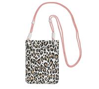 Small Crossbody Purse Cell Phone Wallet Purses Should Bag Crossbody Bag,Orange Leopard Print On White Animals Wildlife,Pink