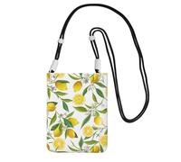 Small Crossbody Purse Cell Phone Wallet Purses Should Bag Crossbody Bag,Patterned Exotic Lemon Tree Branches Yummy Delicious,Black