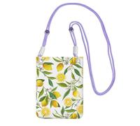 Small Crossbody Purse Cell Phone Wallet Purses Should Bag Crossbody Bag,Patterned Exotic Lemon Tree Branches Yummy Delicious,Purple