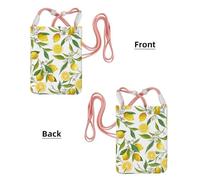 Small Crossbody Purse Cell Phone Wallet Purses Should Bag Crossbody Bag,Patterned Exotic Lemon Tree Branches Yummy Delicious,Pink