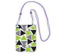Small Crossbody Purse Cell Phone Wallet Purses Should Bag Crossbody Bag,Random Triangles Lime Green Gray Black On White,Purple