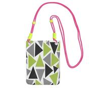 Small Crossbody Purse Cell Phone Wallet Purses Should Bag Crossbody Bag,Random Triangles Lime Green Gray Black On White,Fuchusia