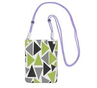 Small Crossbody Purse Cell Phone Wallet Purses Should Bag Crossbody Bag,Random Triangles Lime Green Gray Black On White,Purple