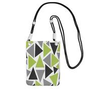 Small Crossbody Purse Cell Phone Wallet Purses Should Bag Crossbody Bag,Random Triangles Lime Green Gray Black On White,Black