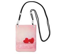 Small Crossbody Purse Cell Phone Wallet Purses Should Bag Crossbody Bag,Red Heart Pink Glitter Printed,Black