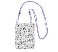 Small Crossbody Purse Cell Phone Wallet Purses Should Bag Crossbody Bag,Sheep Grey And White Farm Animals Design,Purple