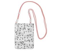 Small Crossbody Purse Cell Phone Wallet Purses Should Bag Crossbody Bag,Sheep Grey And White Farm Animals Design,Pink