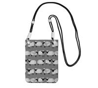 Small Crossbody Purse Cell Phone Wallet Purses Should Bag Crossbody Bag,Sheep Kids Grey Gender Neutral Farm Animals,Black