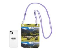 Small Crossbody Purse Cell Phone Wallet Purses Should Bag Crossbody Bag,Swiss Alps Valais Blacknose Sheep Nest Animals Nature,Purple