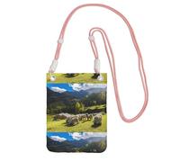 Small Crossbody Purse Cell Phone Wallet Purses Should Bag Crossbody Bag,Swiss Alps Valais Blacknose Sheep Nest Animals Nature,Pink