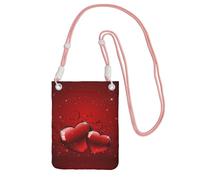 Small Crossbody Purse Cell Phone Wallet Purses Should Bag Crossbody Bag,Valentines Glitters Love Hearts Printed,Pink