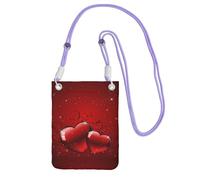 Small Crossbody Purse Cell Phone Wallet Purses Should Bag Crossbody Bag,Valentines Glitters Love Hearts Printed,Purple