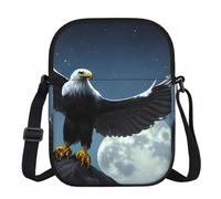 Small Crossbody Zip Bag, Eagle under the stars Print Stylish Sling Purses, Adjustable Shoulder Strap Bag, for Women Men