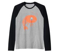 Small Crustacean Shrimp Cute Minimalist Simple Shrimp Raglan Baseball Tee