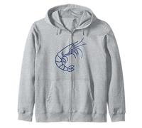 Small Crustacean Shrimp Cute Minimalist Simple Shrimp Zip Hoodie