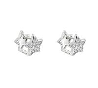 Small Crystal Star Double Sided Hoop Earrings 925 Sterling Silver Pin for Women Rhinetone Celestial Stars Front Back Piercing Earring Shiny Birthday Anniversary Thanksgiving Jewelry Gifts