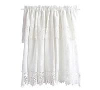 Small Curtain Half Window White Tier Curtains,Soft Fabric,100% Cotton Floral Embroidered Kitchen Tiers,for Bathroom,Cafe,Dining Room,Kids Nursery,Unique Design (55 * 83cm/22 * 33in)