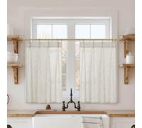 Small Curtains for Kitchen Window,Linen Farmhouse Pinstripe Curtains to Cover Open Shelves,24x24 24 x 24 Inch Length
