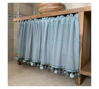 Small Curtains White Coffee Door Cotton Curtain Cloth Lace Pastoral Window Kitchen Store Partition Tassels Short Curtains(Color 11,H85xW130cm)