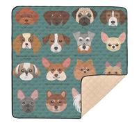 Small Cute Dog Faces Breeds Name Large Sturdy Baby Activity Play Mat for Indoor Outdoor 1-Piecing Padded Baby Mat for Baby Kids Toddlers Infants, 50'' x 50''