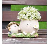 Small Cute Plant Pot Smily Face Planter with Drainage for Indoor Outdoor