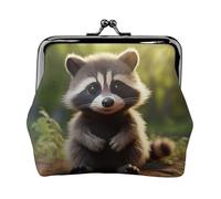 Small Cute Raccoon Print Coin Purse for Men Women Black One Size Vintage, Black, One Size, Vintage