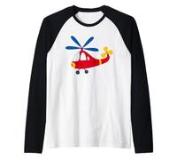 Small Cute red Helicopter for Little Pilots Raglan Baseball Tee