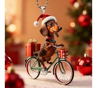 Small Dachshund Christmas Ornament for Dog Lovers Mini Xmas Tree Charms Hanging Decoration Set with Strings Santa Craft Present Garden House Window Wall Wreath Party Bag - 1 Pc