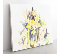 Small Daffodils by Charles Demuth Classic Painting Canvas Wall Art Print Ready to Hang, Framed Picture for Living Room Bedroom Home Office Décor, 50x50 cm (20x20 Inch)