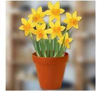 Small Daffodils in a Pot Flower Window Sticker - Static Cling Windows Decoration or Garden Decor for Greenhouse
