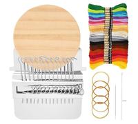 Small Darning Loom Weaving Loom, 14 Hooks Darning Looms Speedweve Type Weave Tool with 24 Color Threads, Mini Knitting Machine for DIY Weaving Arts, Repair Clothes, Beginners Mending Jeans Socks