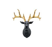 Small Deer Head Wall Decor Resin Animal Head Wall Mount Sculpture with Removable Antlers for Living Room, Entryway, Bedroom, Rustic Farmhouse(Black)