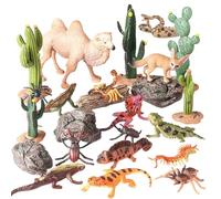 Small Desert Animal Models, 24 Pieces Plants Sculpture Playset Decoration - Realistic Desert Animals Miniature Landscape Toys for Children and Girls Home Dorm Shelves Table