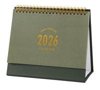 Small Desk Calendar 2025-2026, Standing Flip Desktop Calendar from Now to Dec 2026 - Metal Ring Twin-Wire Binding Monthly Desktop Calendar for Home Office School (Green)