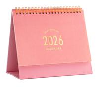 Small Desk Calendar 2025-2026, Standing Flip Desktop Calendar from Now to Dec 2026 - Metal Ring Twin-Wire Binding Monthly Desktop Calendar for Home Office School (Pink A)