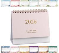 Small Desk Calendar 2025-2026, Standing Flip Monthly Calendar Academic Desktop Calendar Planner Organizer Scheduler Thick Paper Twin-Wire Binding for Home Office New Year Decorations (Pink)