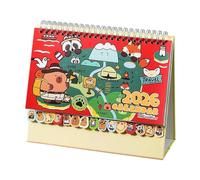 Small Desk Calendar | 2026 Cartoon Capybara Organizer | 12 Months Stand Up Desk Calendar - for Home Family Friends School Classroom Workplace Study Room