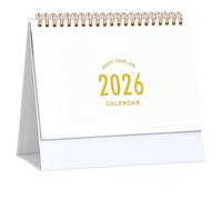 Small Desk Calendar 2026, Standing Flip Desktop Calendar from Now to Dec 2026 - Metal Ring Twin-Wire Binding Monthly Desktop Calendar for Home Office School (White)