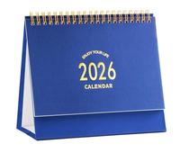 Small Desk Calendar 2026, Standing Flip Desktop Calendar from Now to Dec 2026 - Metal Ring Twin-Wire Binding Monthly Desktop Calendar for Home Office School (Blue)
