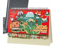Small Desk Calendar | Capybara Illustration Desktop Decoration | 12 Months Standing Calendar - for Adults Boys Girls Home Apartment Office Desk Table School Classroom Bedroom