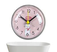 Small Desk Clock - Modern Watch 7cm, Suction Battery Timer | Quiet PVC Display Glass Tile Holder Unit, Bedroom Kitchen Bathroom Classroom Precise Time Decoration Accent For Home Mirror School