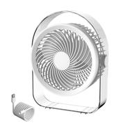 Small Desk Fan - 5 Speed Rechargeable Portable Cooling Fan, Built-In LED Light, 360° Adjustable Tilt Head, Compact Quiet Air Circulation System | Home, Kitchen, Bedroom, Dorm, Office, Study, Travel