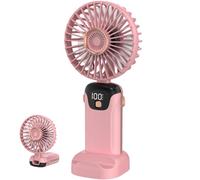 Small Desk Fan - Handheld Cooling Fan, Personal Desktop Fab | Flexible Wind Speed Portable Personal Fan, Smart Battery Indicator Electric Desktop Fan for Travel Pink/Blue/White)(7.4x3.54x1.83in)