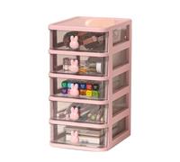 Small Desk Storage Box Multi Tier Transparent Drawers Organizer Large Capacity with Bunny Handle for Office Supplies 5 Tier