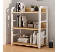 Small Desktop Storage Rack - Window Sill 3-tier Storage Rack, Office Desk File Organizer, Student Desk Simple Desktop Bookshelf, Kitchen Spice Rack, Home Decoration ( Color : White+Log , Size : 50*20*