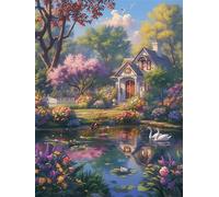 Small Diamond Art Garden 20x28 inch Diamond Painting Swan Arts and Crafts for Adults, 2025 New DIY Full Drill Crystal Embroidery Cross Stitch Gem Painting by Numbers Canvas Craft Pictures z1126-t