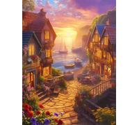 Small Diamond Art Sunset 24x31 inch Diamond Painting Villages And Towns Arts and Crafts for Adults, 2025 Full Drill Crystal Embroidery Cross Stitch Gem Painting by Numbers Canvas Craft Pictures z122-t